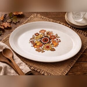 Myott England Festival Ironstone Serving Platter Vintage MCM Floral Oval Retro